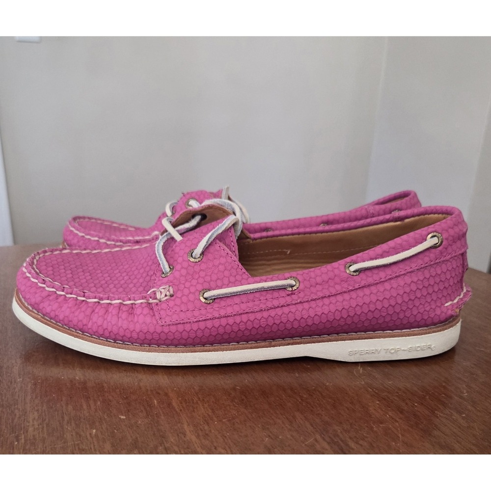 Sperry Top Sider Gold Cup Honeycomb Women's 9.5 M Pink Raspberry Boat Shoes - Picture 2 of 11